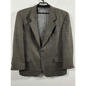 Vintage Orvis Blazer Mens 44S‎ Brown Houndstooth Wool Sport Coat Two Button